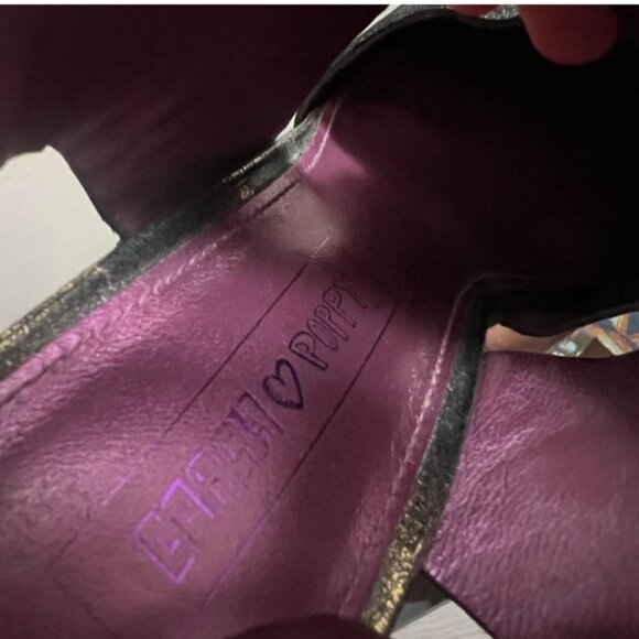 Coach High Heels Size 7.5 Brown Leather Indie Grunge Studded Metallic Steam Punk - Picture 13 of 14